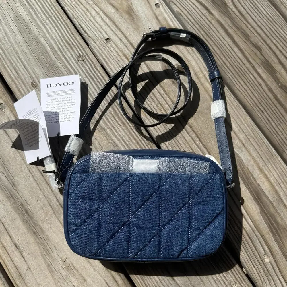 Coach Mini Jamie Camera Bag With Quilting Silver/Denim $328 - Picture 2 of 11